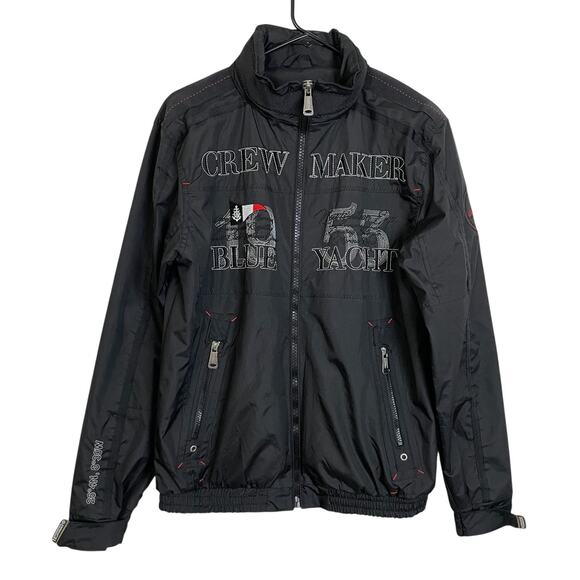 Geographical Norway Jacket Mens Size Medium Black Yacht Club Crew Maker Patches - Picture 1 of 13